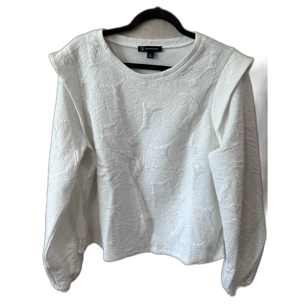 INC International Concepts Pullover Shirt XL White Long Sleeve Sweatshirt